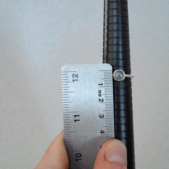 Vintage Sterling Silver 925 Blue Tourmaline Minimalist Stack Ring SIZE 10 - Picture 6 of 8